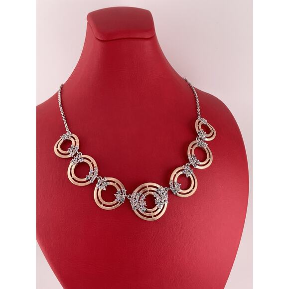 To Tone 925 Sterling silver multi stone color circle Necklace - Picture 1 of 12